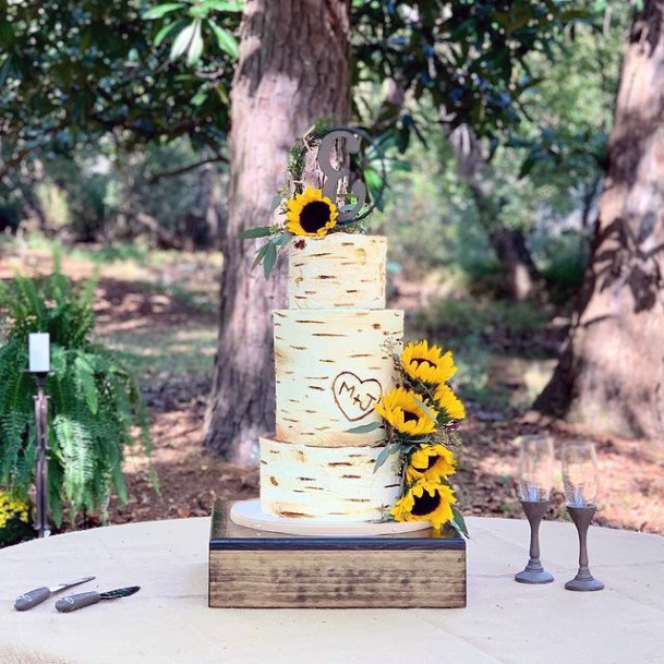 Bright Sunflowers Fall Wedding Cake Women