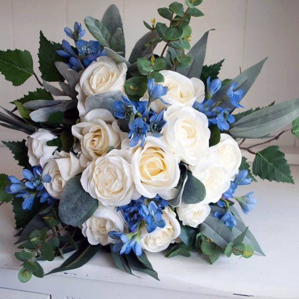 Bright White An Blue Wedding Flowers