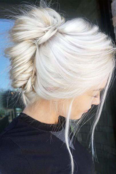 Bright White Platinum Blonde Intricate Gorgeous Hairstyles For Women Updo