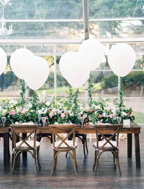 Bright White Wedding Balloon Decoration Ideas Table Centerpiece