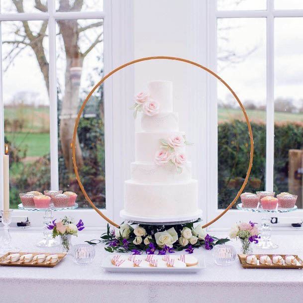 Bright White Wedding Cake Delectable Desert Table Inspiration