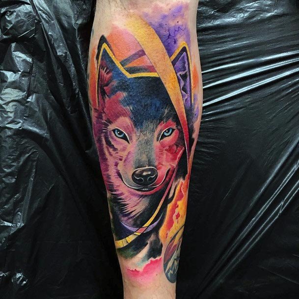 Bright Wolf Tattoo Womens Forearms