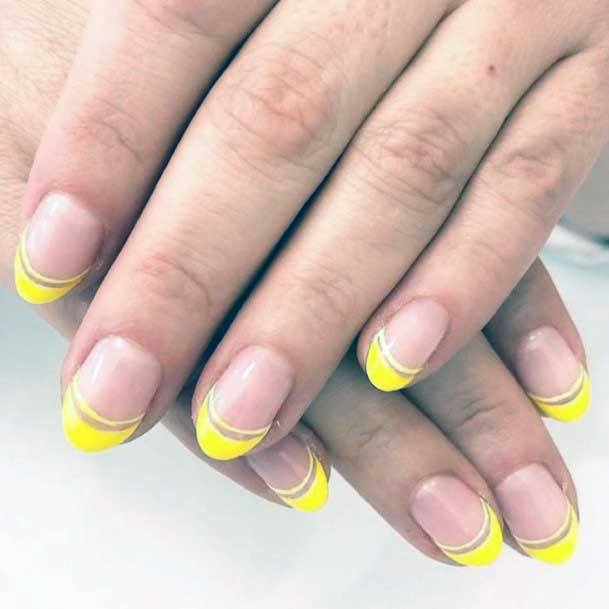 Bright Yellow French Manicure Women