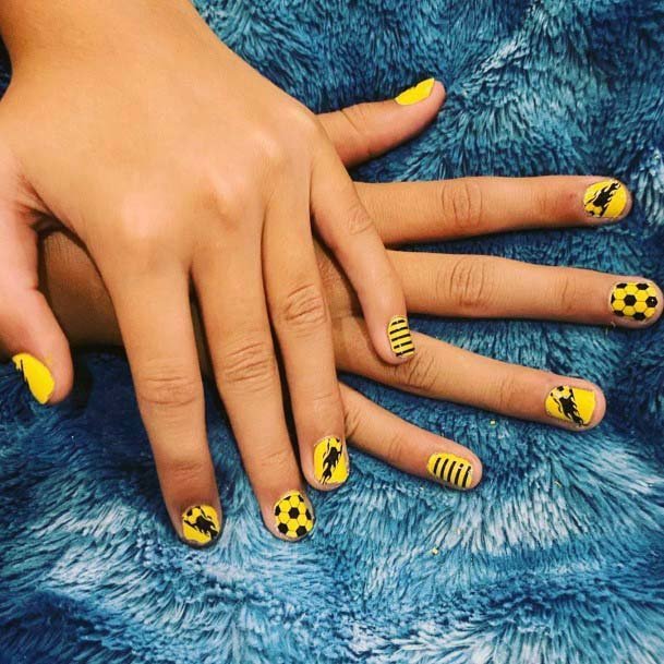 Bright Yellow Sport Nails For Women