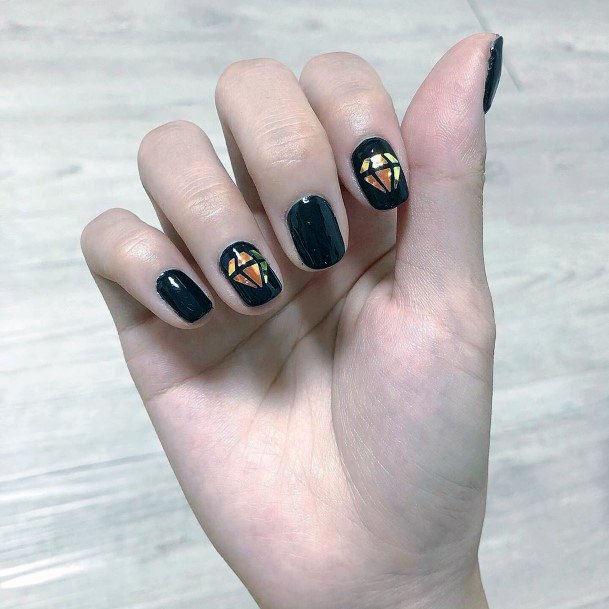 Brilliant Black Glass Nails For Women