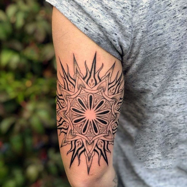 Brilliant Black Sun Tattoo Womens Arms