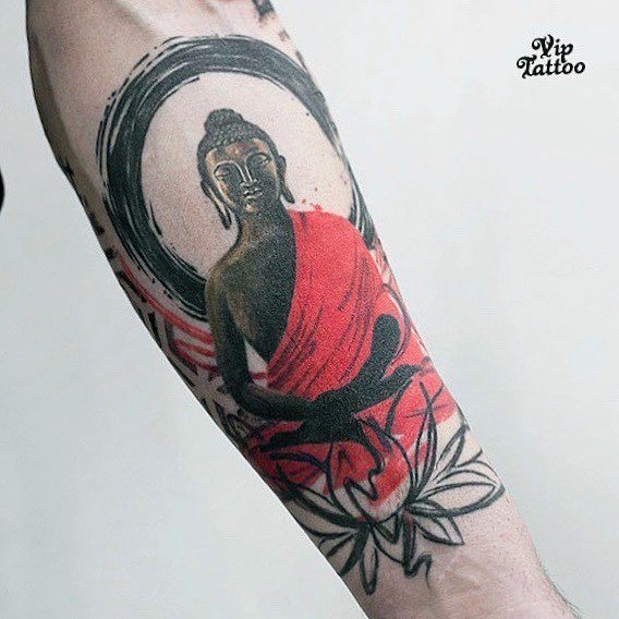 Brilliant Buddha And Lotus Tattoo Womens Arms