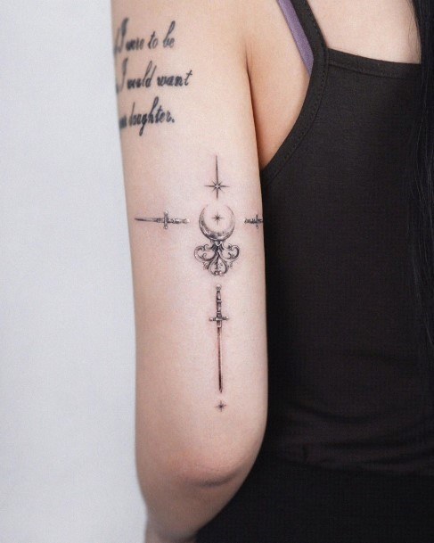 Brilliant Cross Tattoo Womens Arms