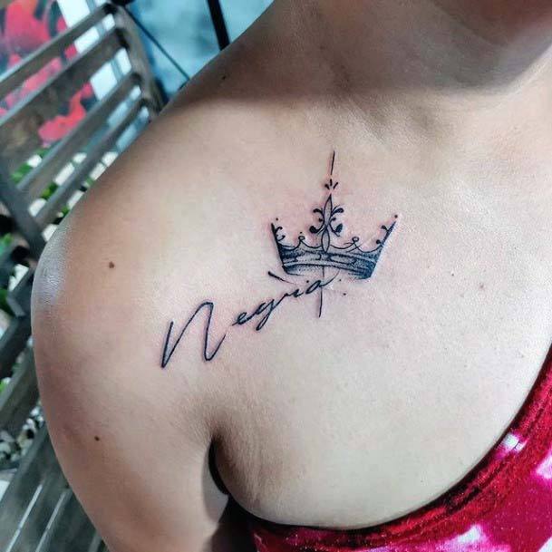 Brilliant Crown Tattoo Womens Shoulders