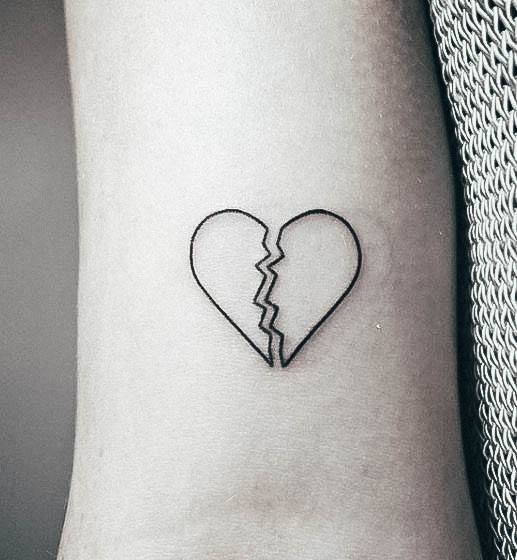 Broken Heart Tattoo For Ladies Outline Small