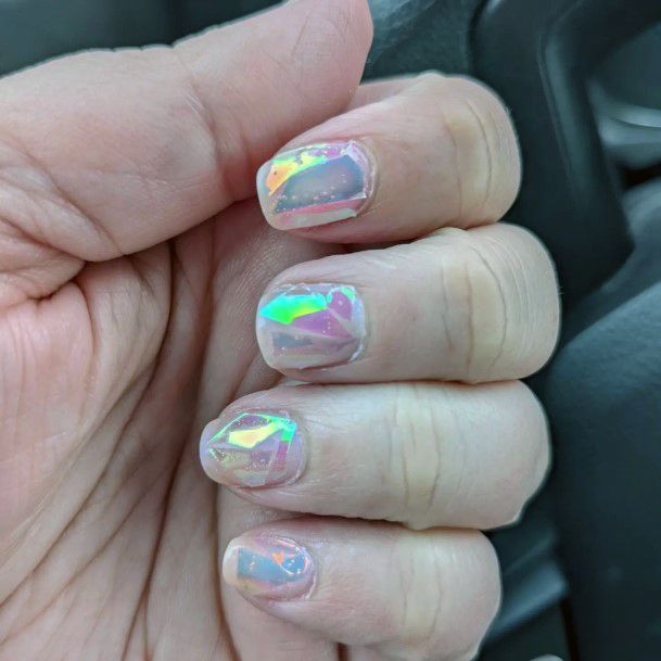 Broken Shattered Glass Nails For Girls