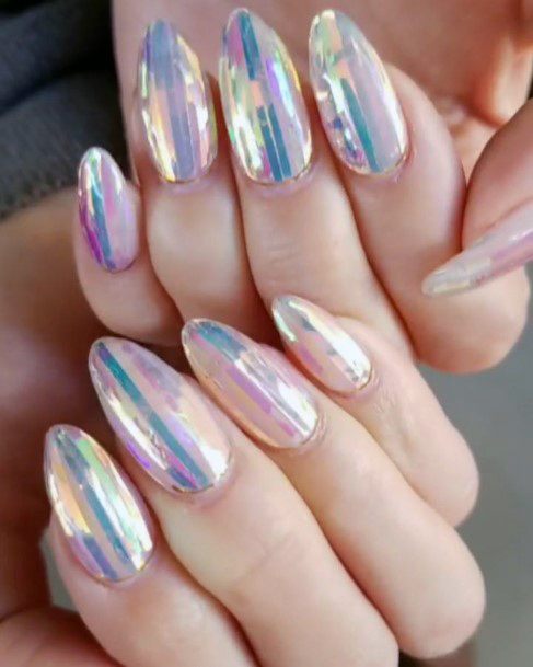 Broken Shattered Glass Womens Nail Designs