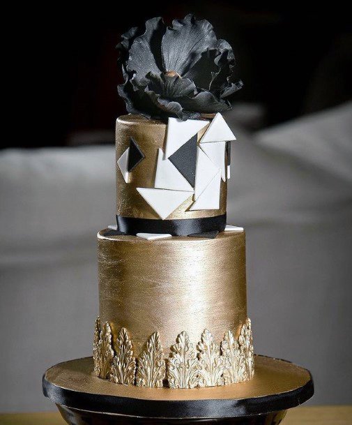 Bronze And Black Unique Wedding Cake