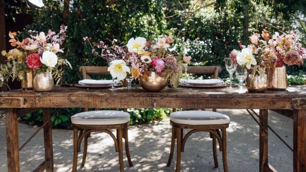 Bronze Bowls Wedding Flower Centerpieces