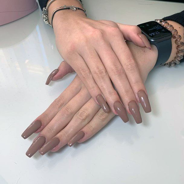 Bronze Brown Nails Women