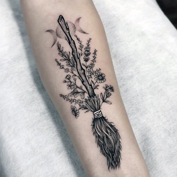 Broomstick Tattoos Feminine Ideas