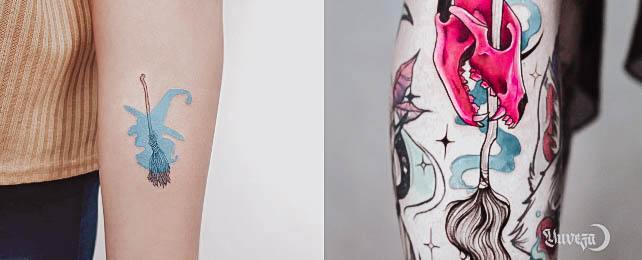 Top 100 Best Broomstick Tattoos For Women – Sweeping Design Ideas