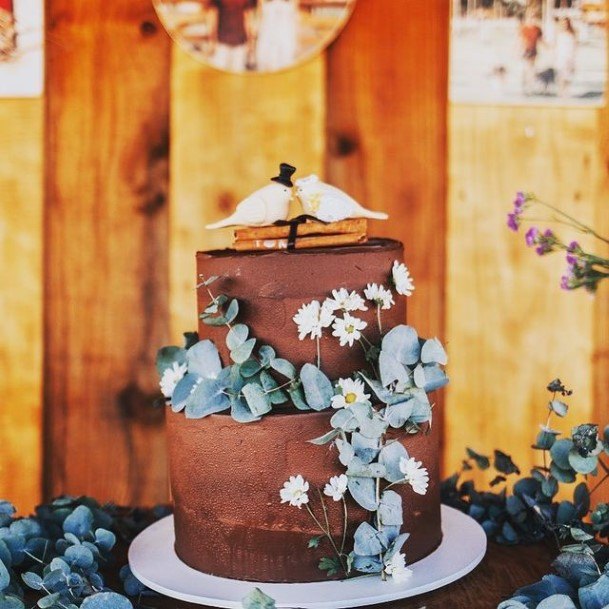 Brown 2 Tier Wedding Cake