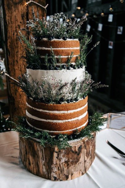 Brown And Green Rustic Wedding Cake