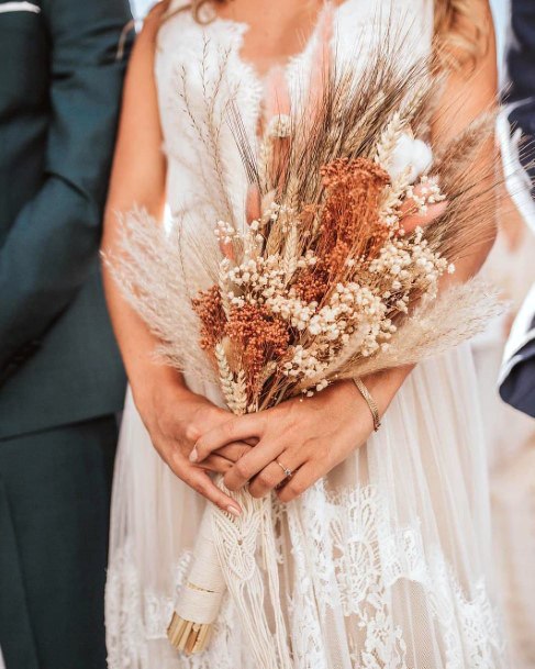 Brown And White Boho Wedding Flowers Light