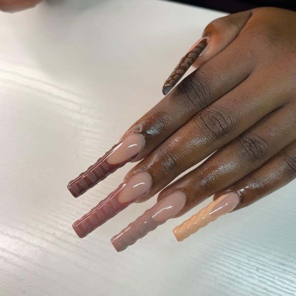 Brown French Tip Female Nail Designs