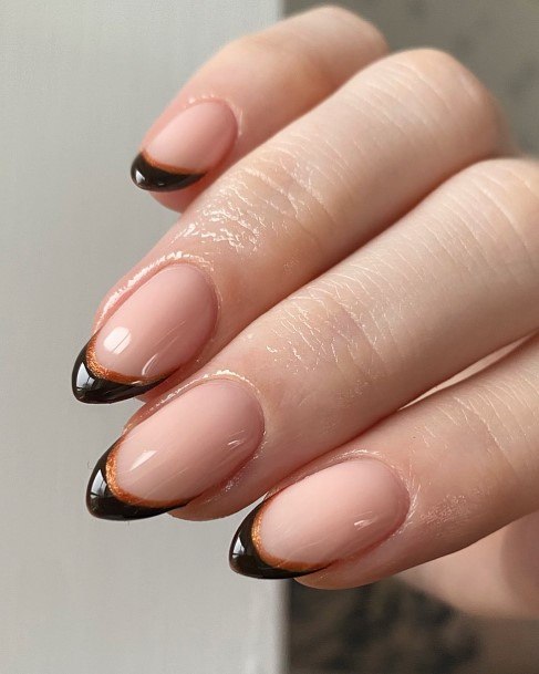 Brown French Tip Nail Feminine Designs