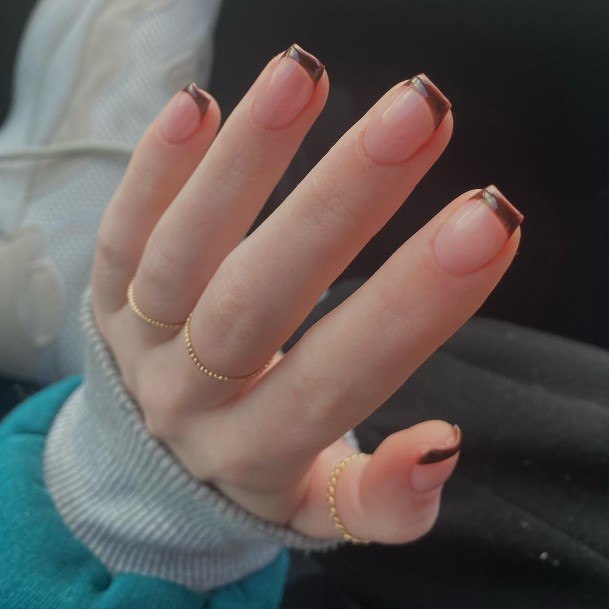 Brown French Tip Nails For Girls