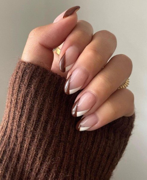 Brown French Tip Womens Feminine Brown French Tip Nails