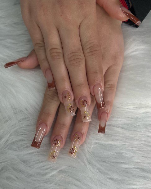 Brown French Tip Womens Nails