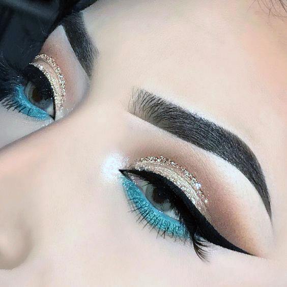 Brown Shimmer And Blue Eyeshadow Women