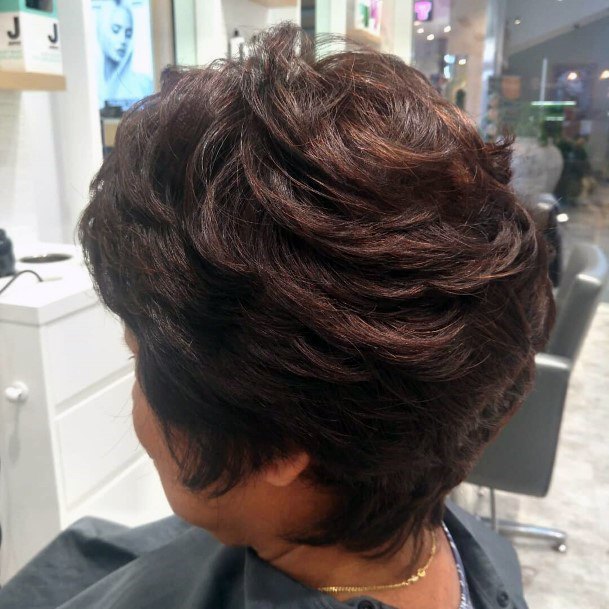 Brown Textured Short Hairstyles For Older Women