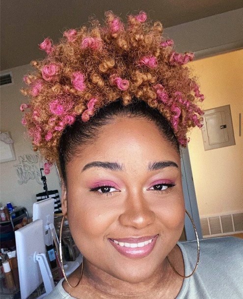 Brown Tinted Updo Hairstyles For Black Women