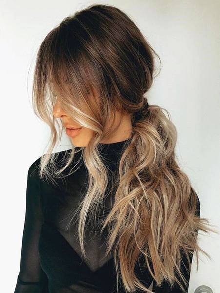 Brown To Blonde Balayage Pony Hairstyle Women