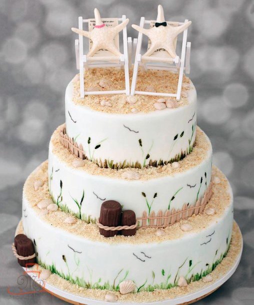 Brownish Sand Beach Wedding Cake Women