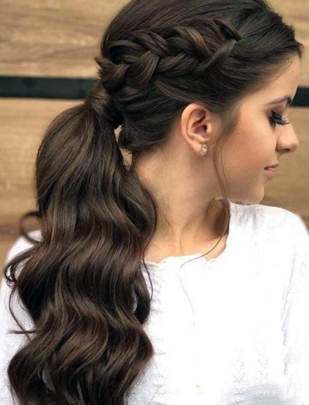 Brunette Braided Pony Hairstyle