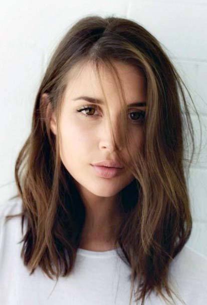 Brunette Heart Shaped Face Long Brown Hairstyle Ideas For Women