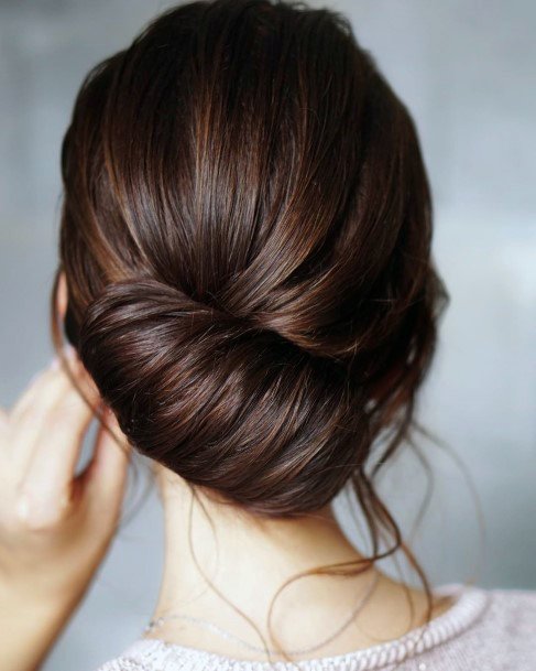 Brunette Sideswiped French Twist For Women And Girls