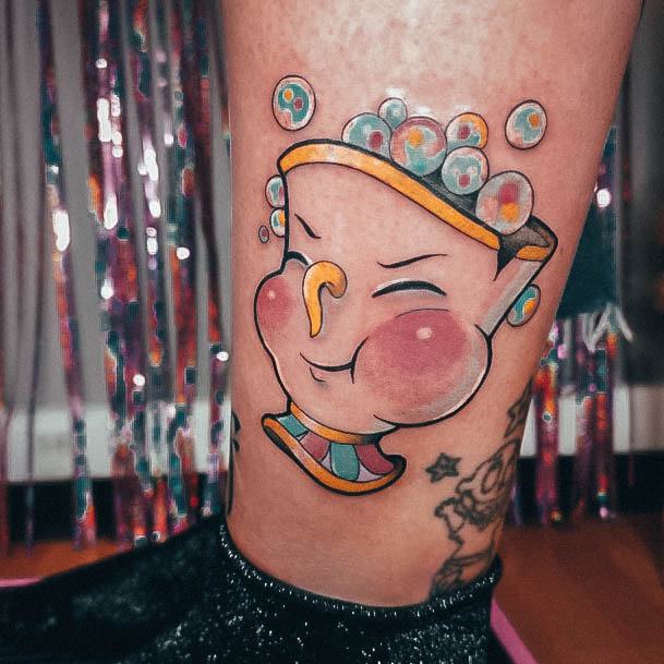 Bubbles Tea Cup Ankle Womens Tattoo Ideas With Beauty And The Beast Design