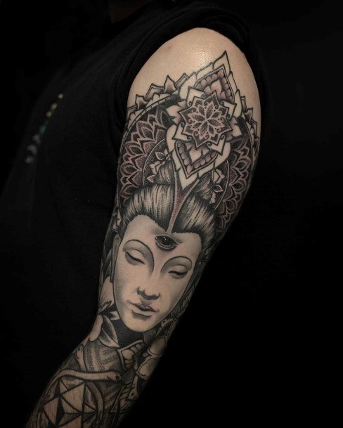 Buddha Female Tattoo Designs Arm Sleeve