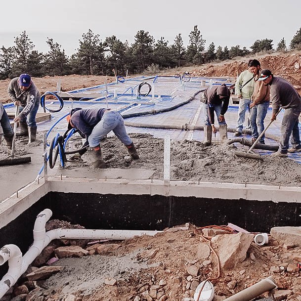 Build Home Construction Slab Being Poured