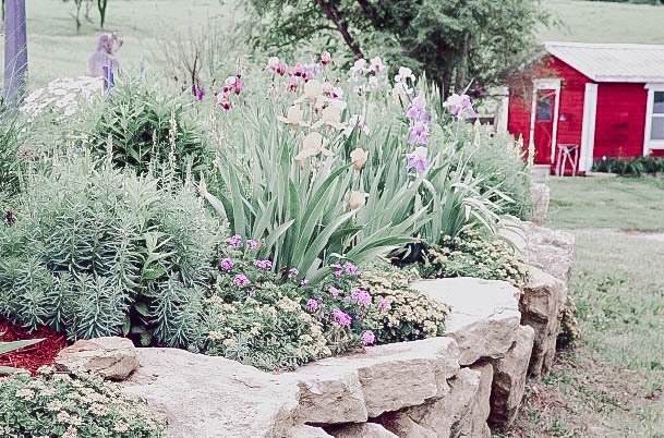 Building Stone Rock Raised Garden Bed