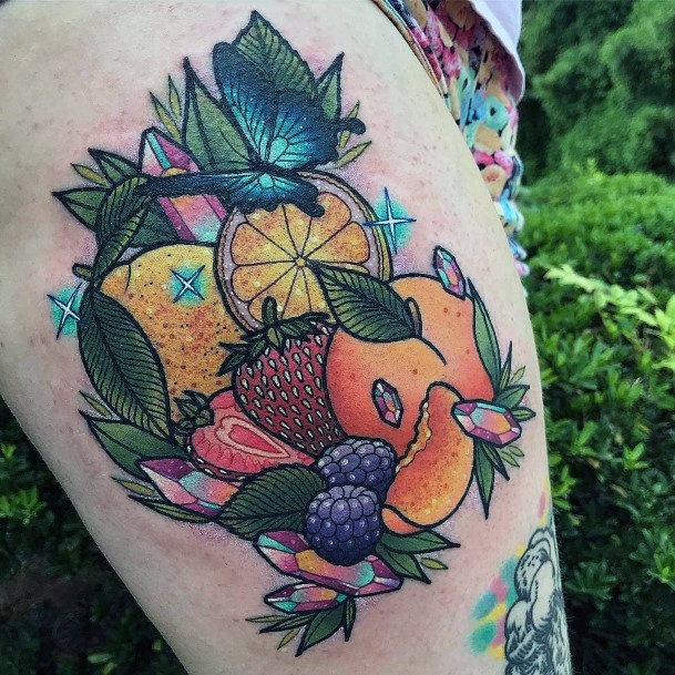 Bunch Of Cute Fruits Tattoo Women