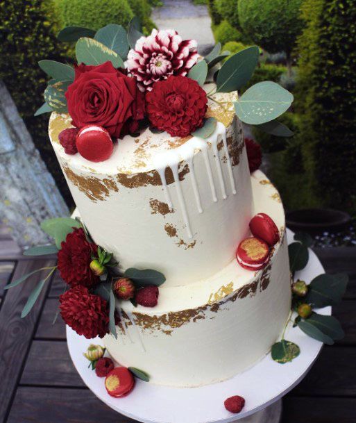 Burgundy Blossoms Icing On Cake Wedding Decorations