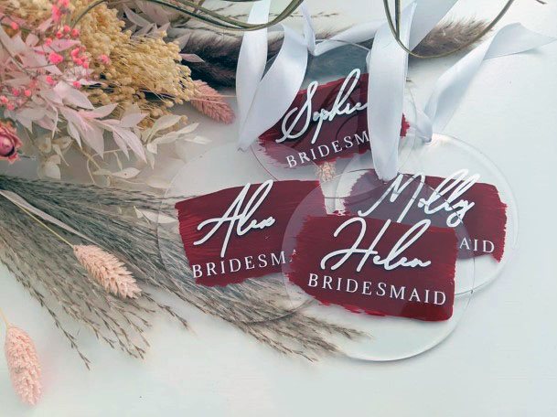 Burgundy Bridesmaid Cards Wedding Decorations