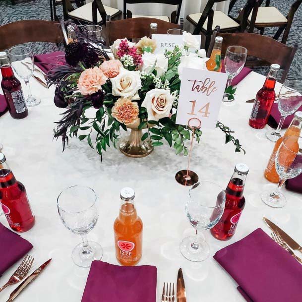 Burgundy Colored Napkins Wedding Decorations