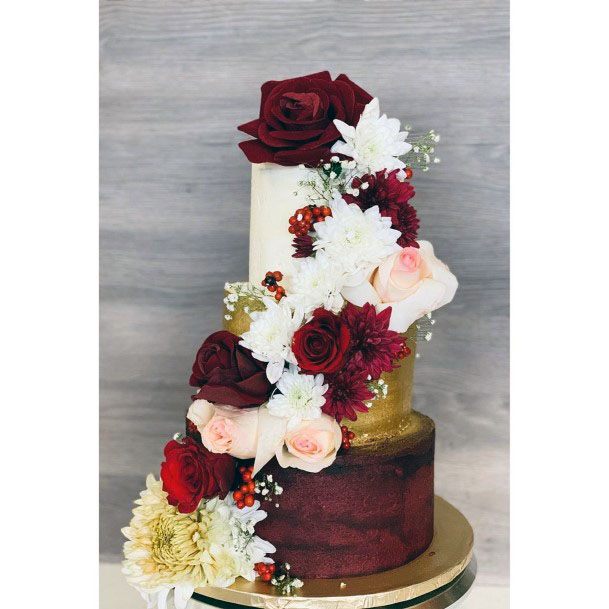 Burgundy Floral Garland Icing On Cake Wedding Decorations