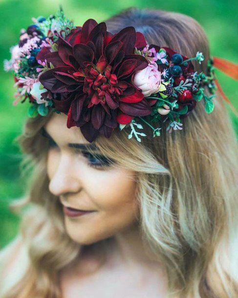 Burgundy Floral Head Band Wedding Decorations