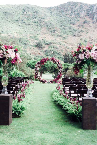 Burgundy Floral Sphere Backdrop Wedding Decor