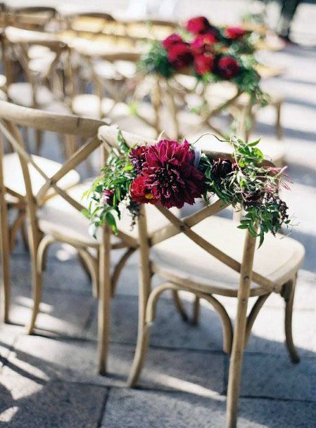 Burgundy Flower On Furniture Wedding Decoration