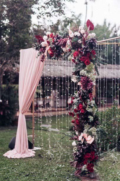 Burgundy Rose Floral Welcome Wedding Decor